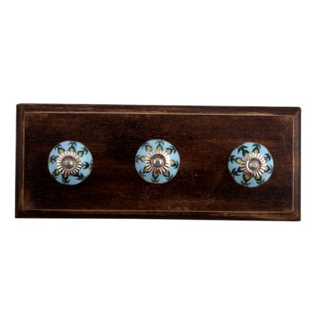 Green Grass Ceramic Wooden Hooks